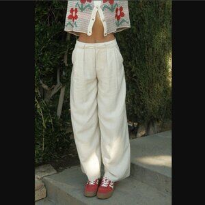 NWT Bohme Quinlen Wide Leg Linen Blend Pants Size L